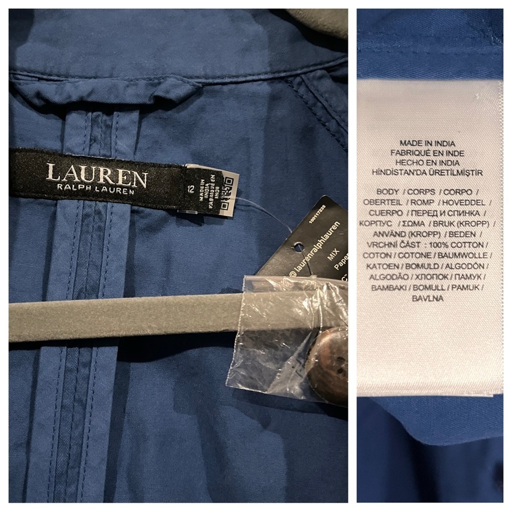 Lauren Ralph Lauren Black Label Featherweight Twill Trench Coat sz: 12 Blue - Picture 8 of 11
